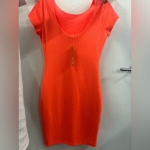 Giani Bernini Bright Orange Short Sleeve Dress